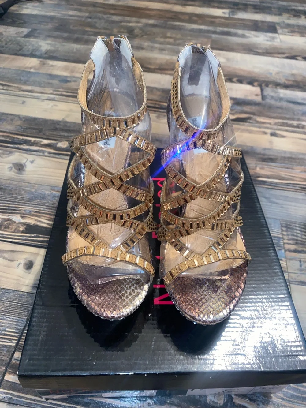 Not Rated Metallic Gold Strappy High Heel Sandals